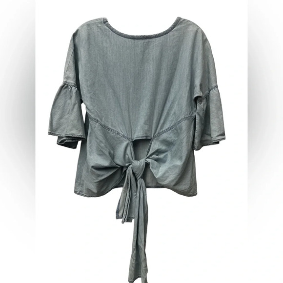 Express Chambray Bell Sleeve Tie Back Top New With Tags Size Small - Picture 2 of 5